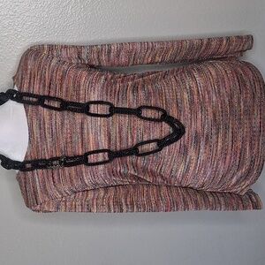 Vtg Magid Bernard Blouse Y2K Pink Colorful Metallic Long Sleeve Stretchy S